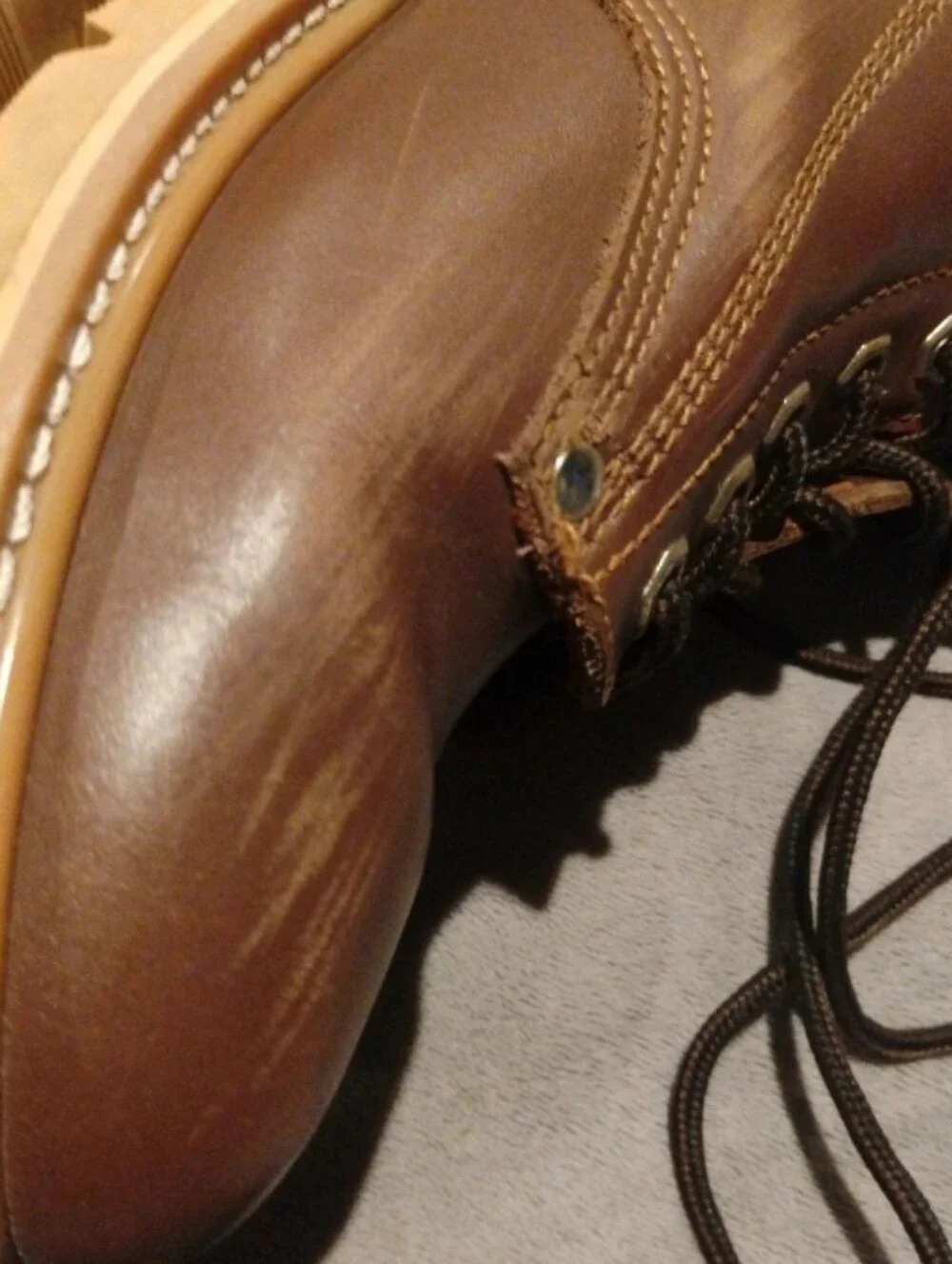 BBC Mens Leather Work Boots Brown Oil Resistant Lug Sole Lace Up - 9D